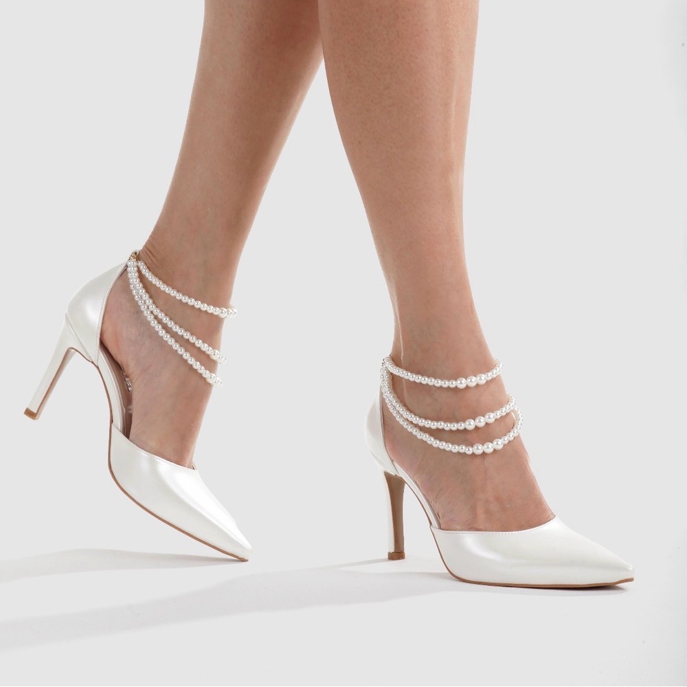 Ivory Bridal Heels with Pearls